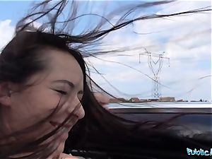 PublicAgent hot black haired Russian humped on a car