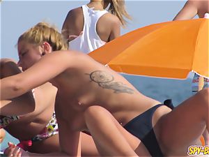 hot bikini teens thong stripped to the waist hidden cam Spy Beach
