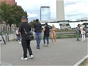 blonde Czech nubile demonstrating her super-fucking-hot assets nude in public