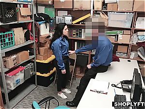 teenager Monica gets caught using a wise shoplifting trick